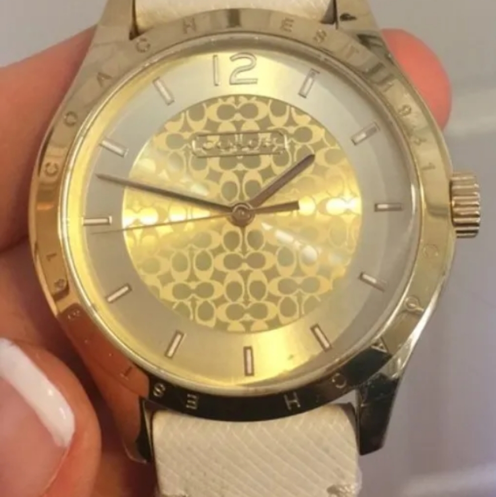 Coach Women's Watch , White band is genuine leather